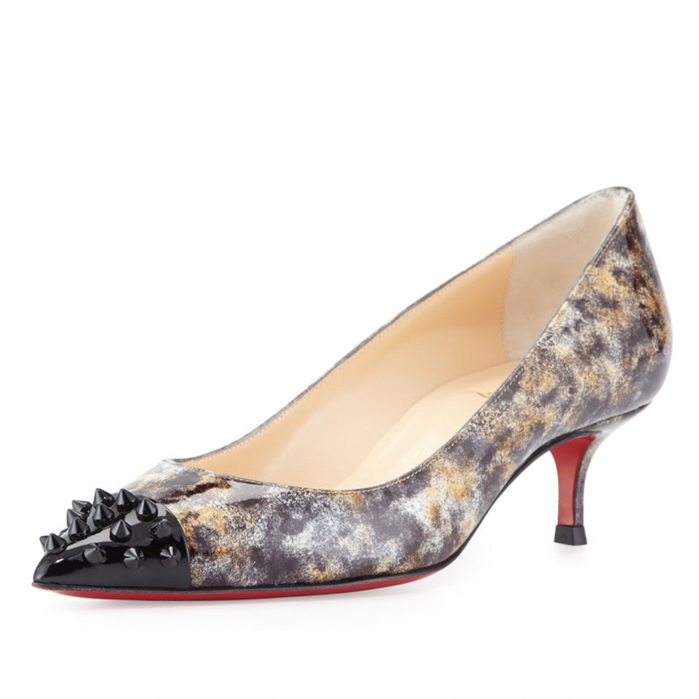 Christian Louboutin Geo Printed Spike Red Sole Pump, Black